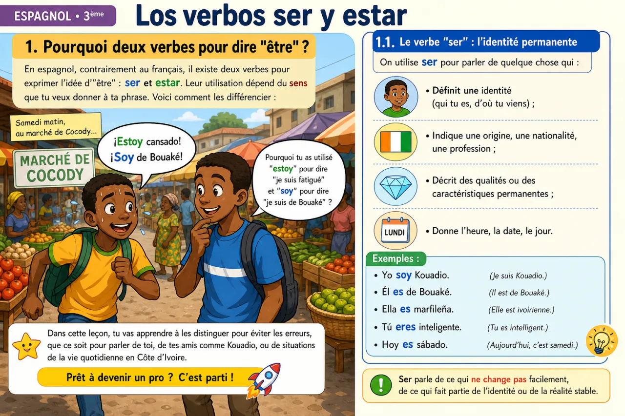Los verbos ser y estar — illustration