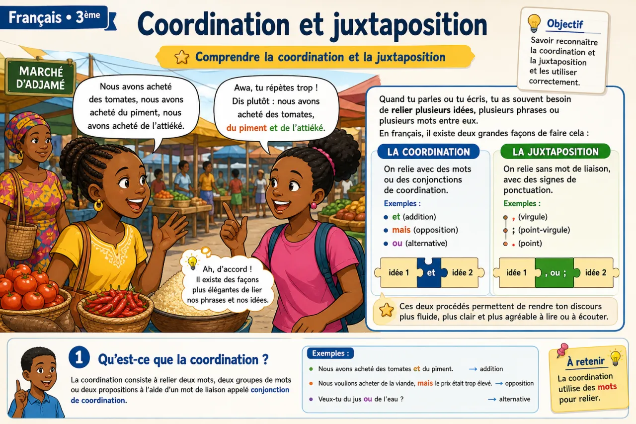 Coordination et juxtaposition — illustration