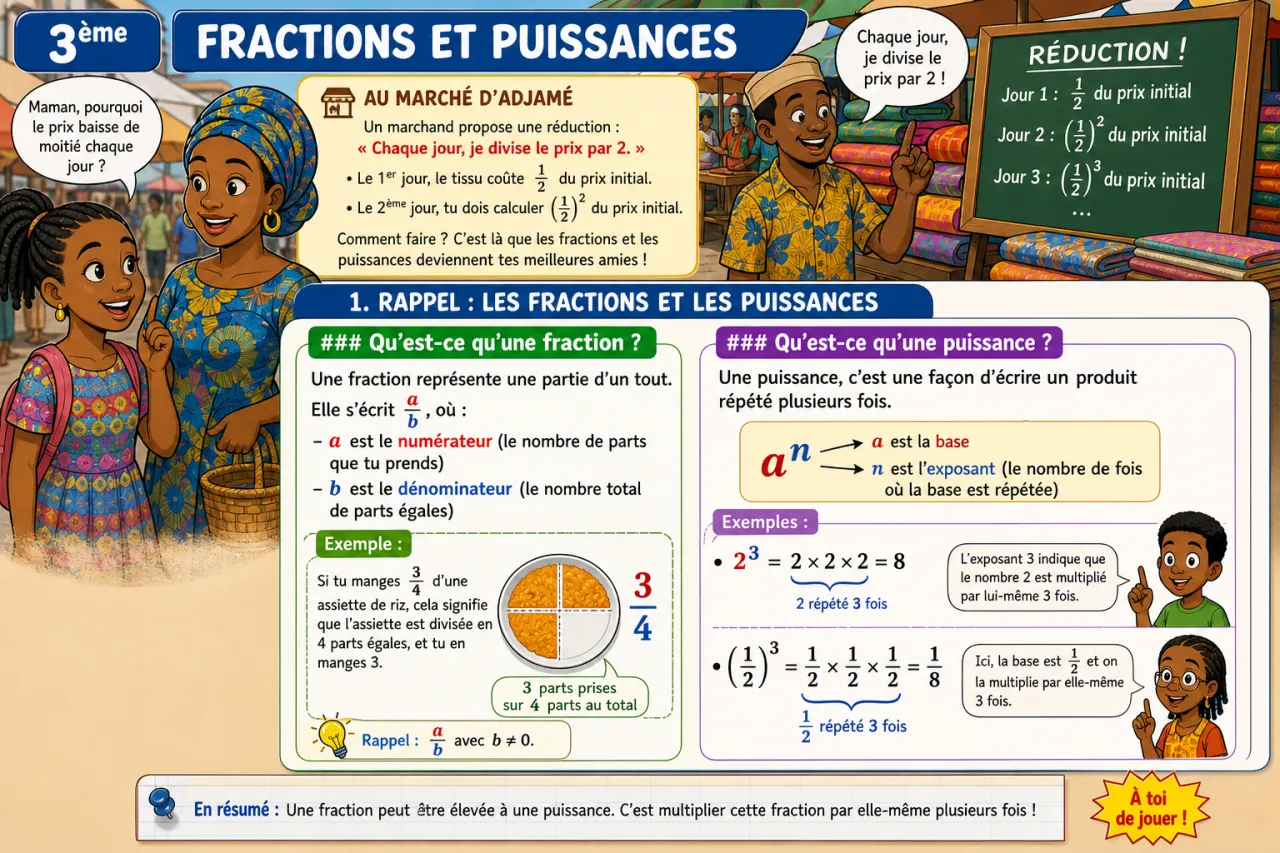 Fractions et puissances — illustration