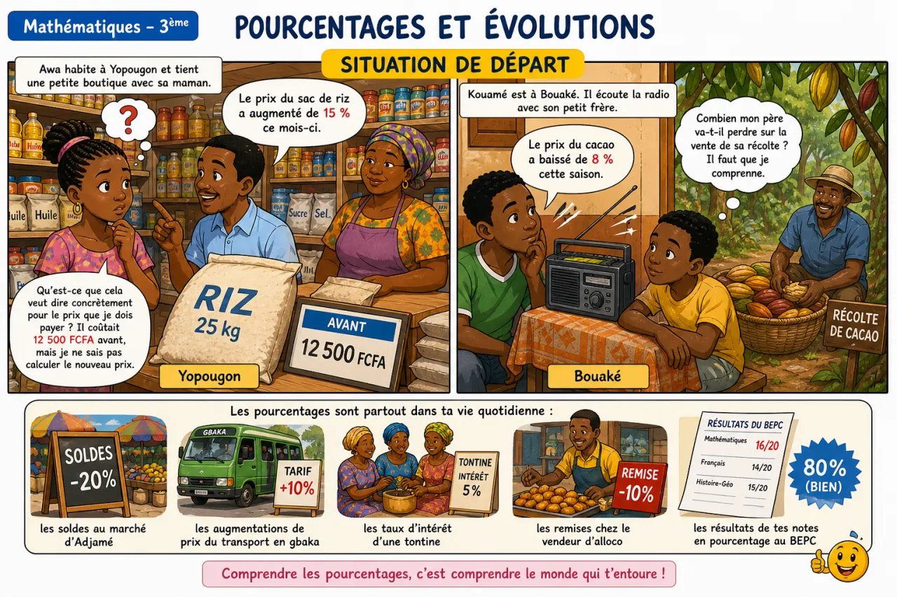Pourcentages et évolutions — illustration