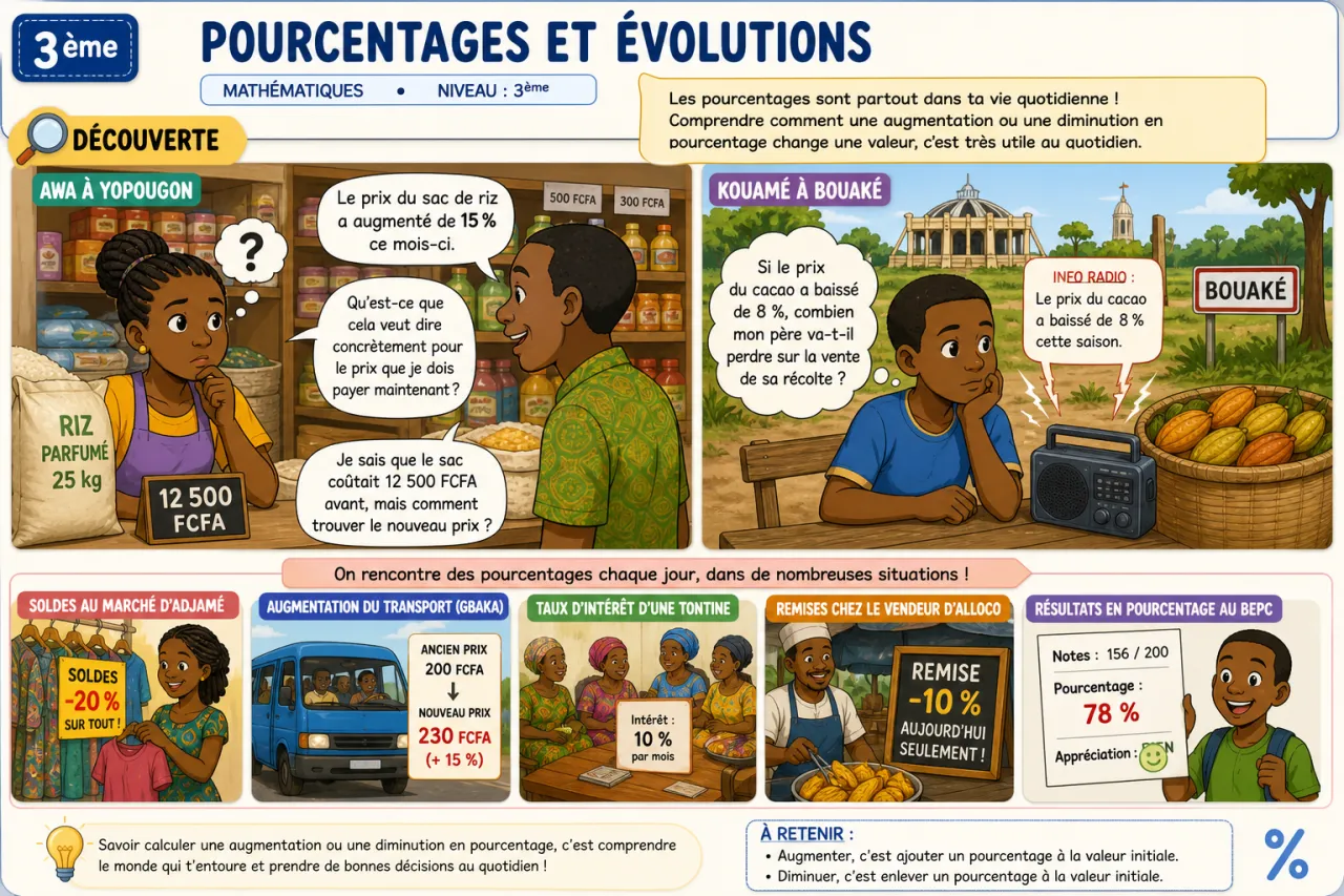 Pourcentages et évolutions — illustration