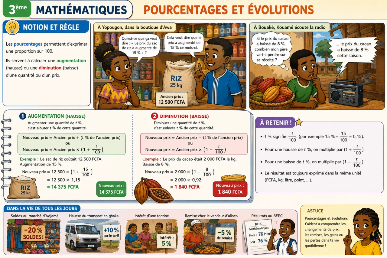 Pourcentages et évolutions — illustration