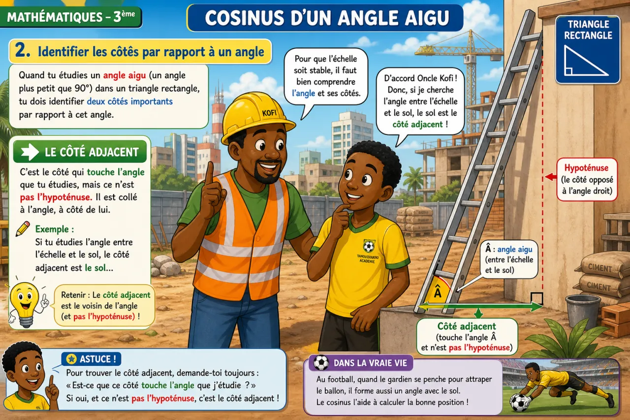 Cosinus d’un angle aigu — illustration