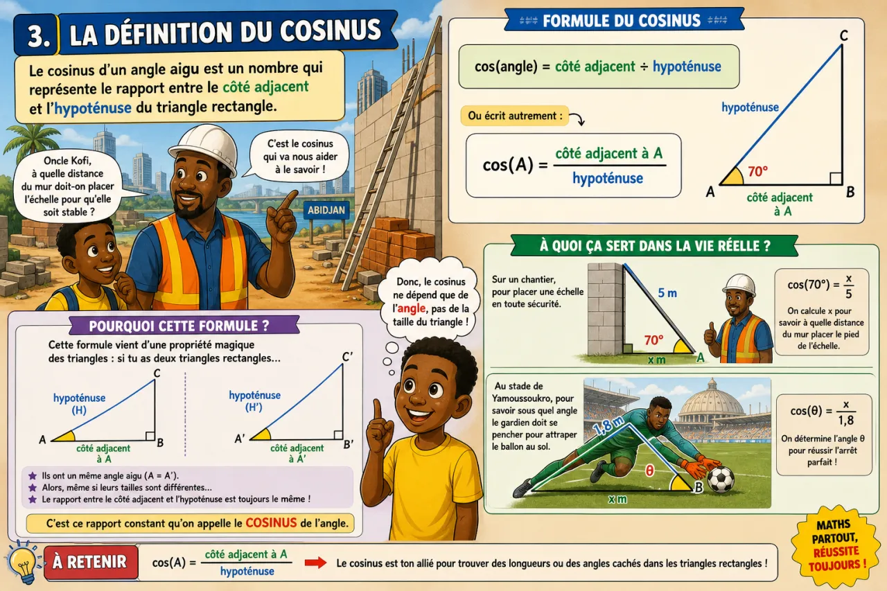 Cosinus d’un angle aigu — illustration