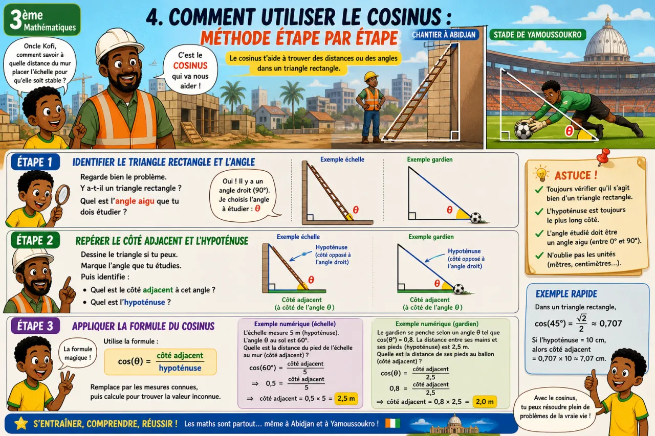 Cosinus d’un angle aigu — illustration