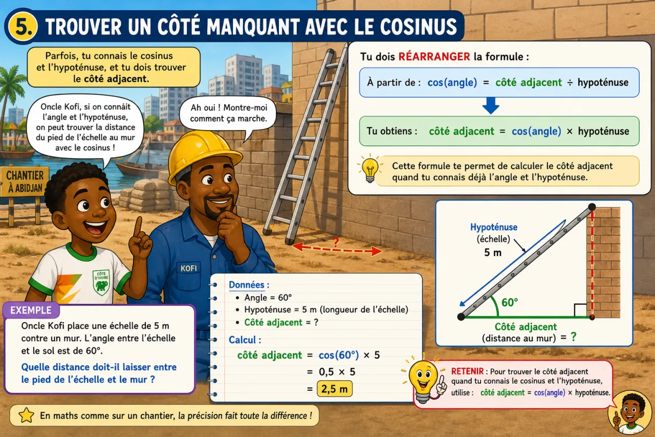 Cosinus d’un angle aigu — illustration