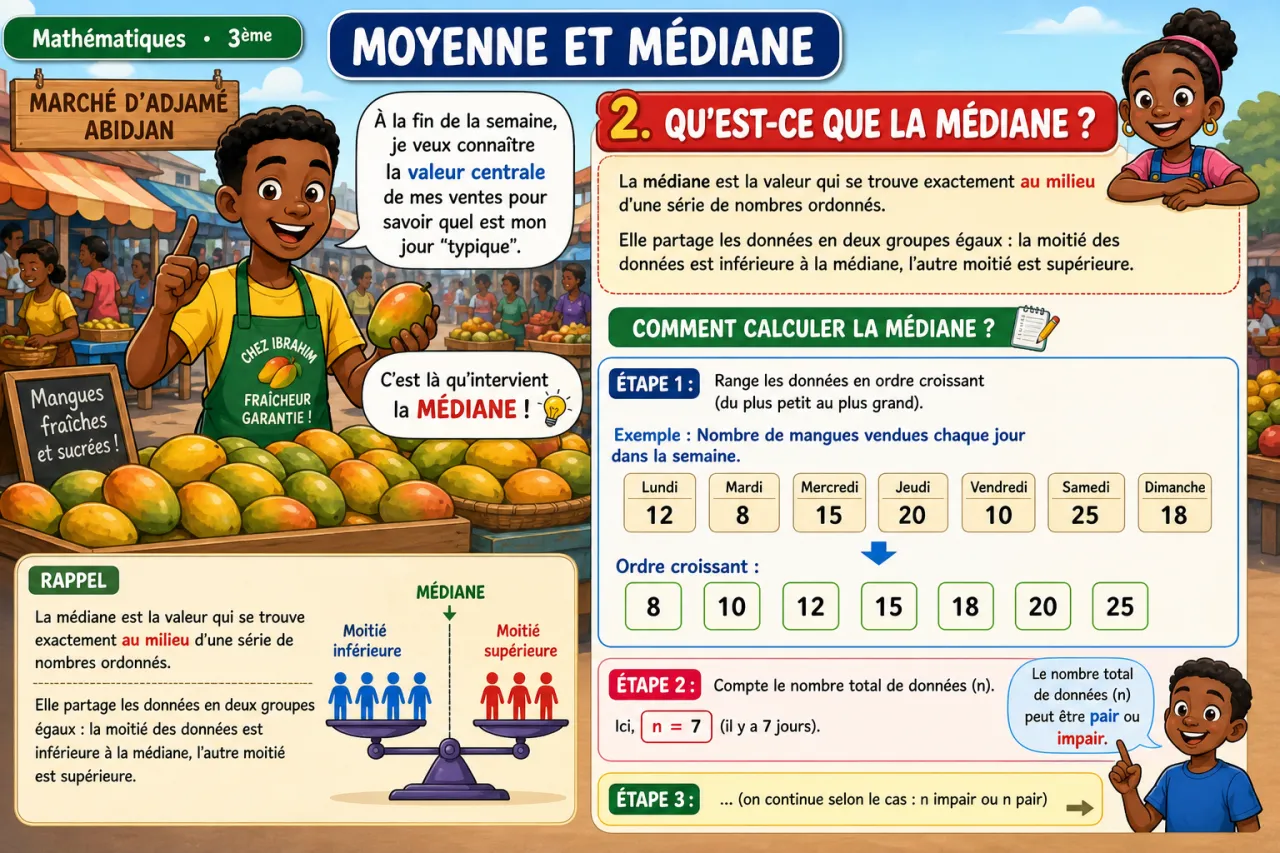 Moyenne et médiane — illustration