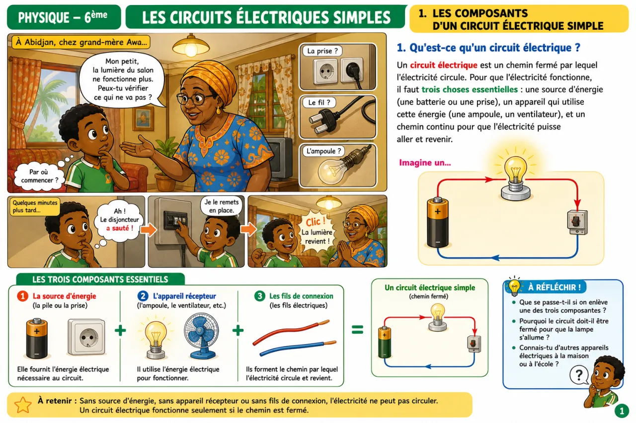 Les circuits électriques simples — illustration
