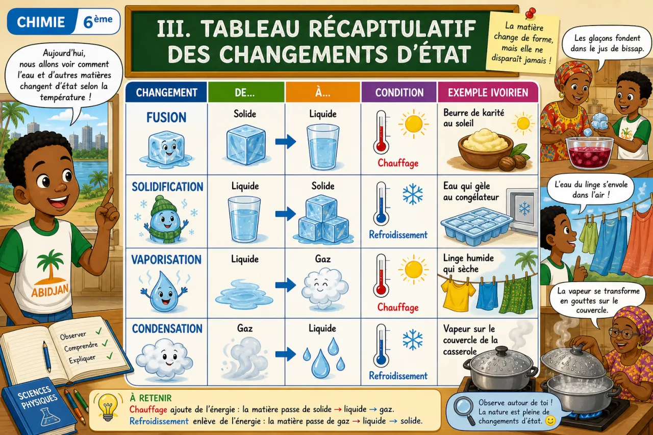 Les changements d’état — illustration