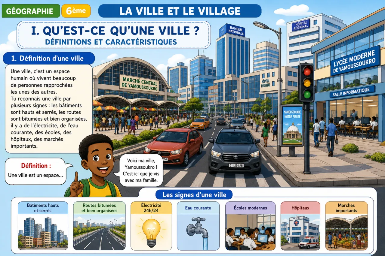 La ville et le village — illustration