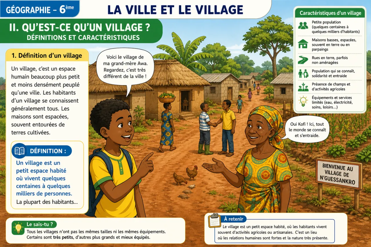 La ville et le village — illustration