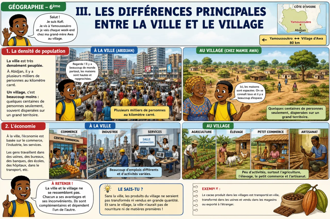 La ville et le village — illustration