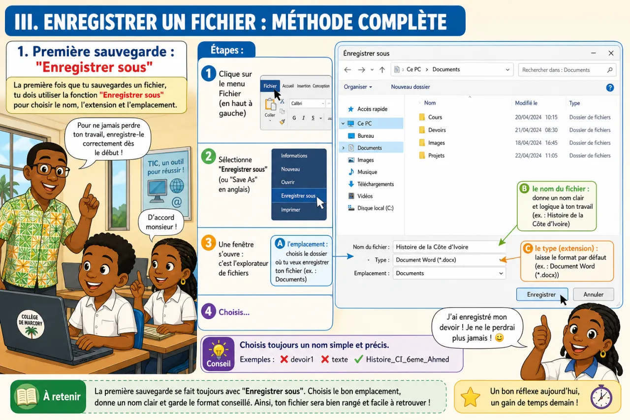Créer et enregistrer un fichier — illustration