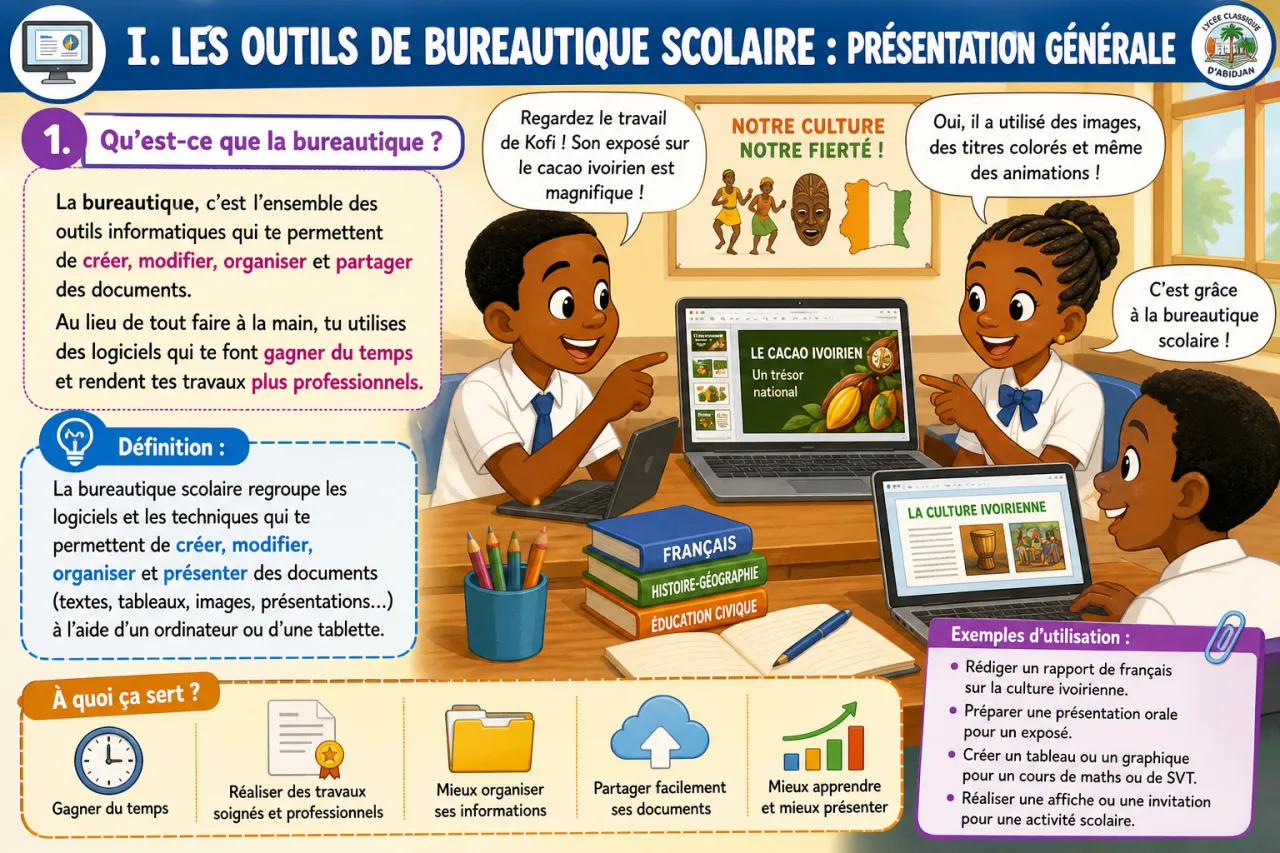 Bureautique scolaire — illustration