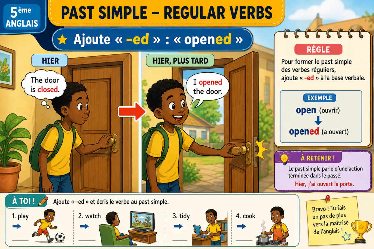 Past simple - regular verbs — illustration