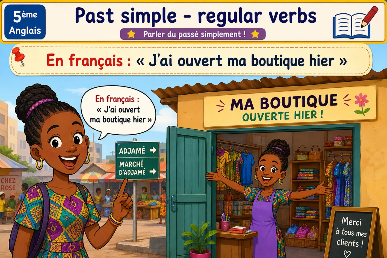 Past simple - regular verbs — illustration