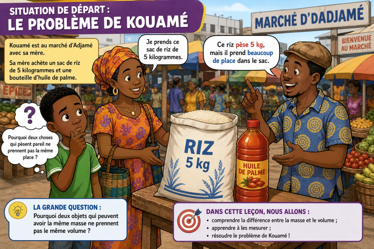 La masse et le volume — illustration