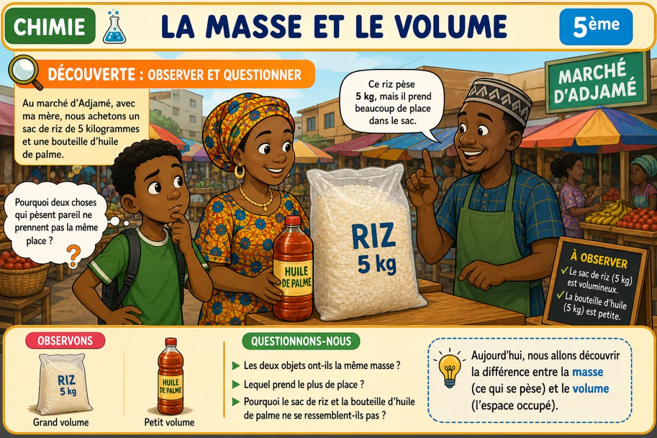 La masse et le volume — illustration
