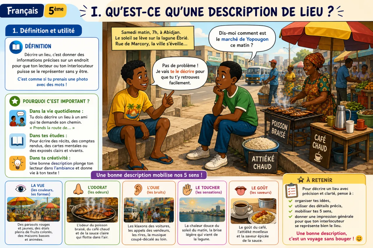 Décrire un lieu — illustration