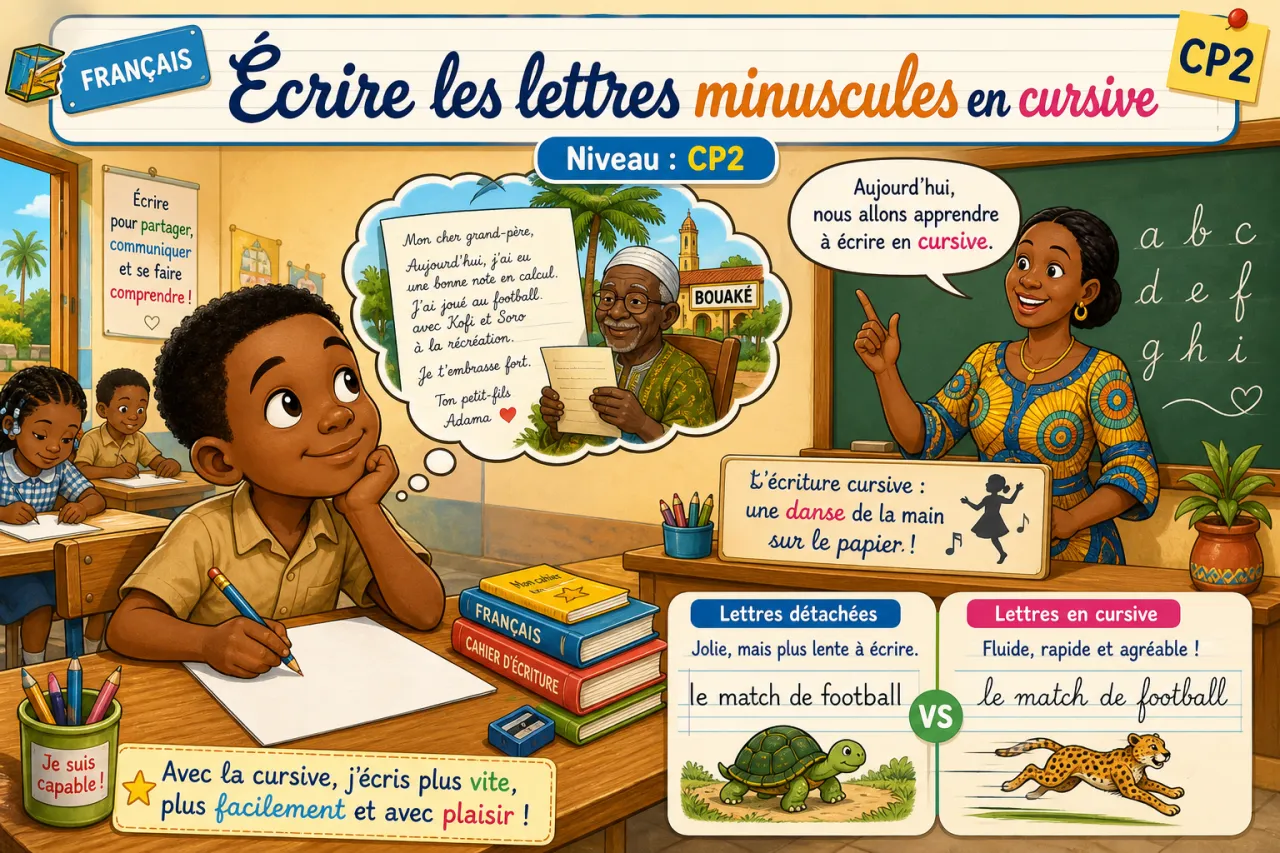 Écrire les lettres minuscules en cursive