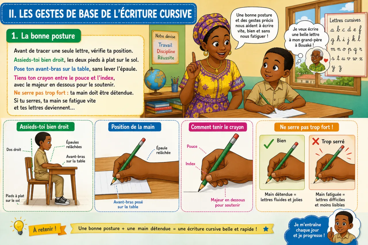 Écrire les lettres minuscules en cursive — illustration