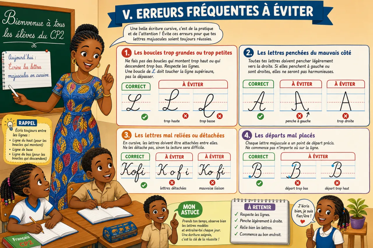 Écrire les lettres majuscules en cursive — illustration