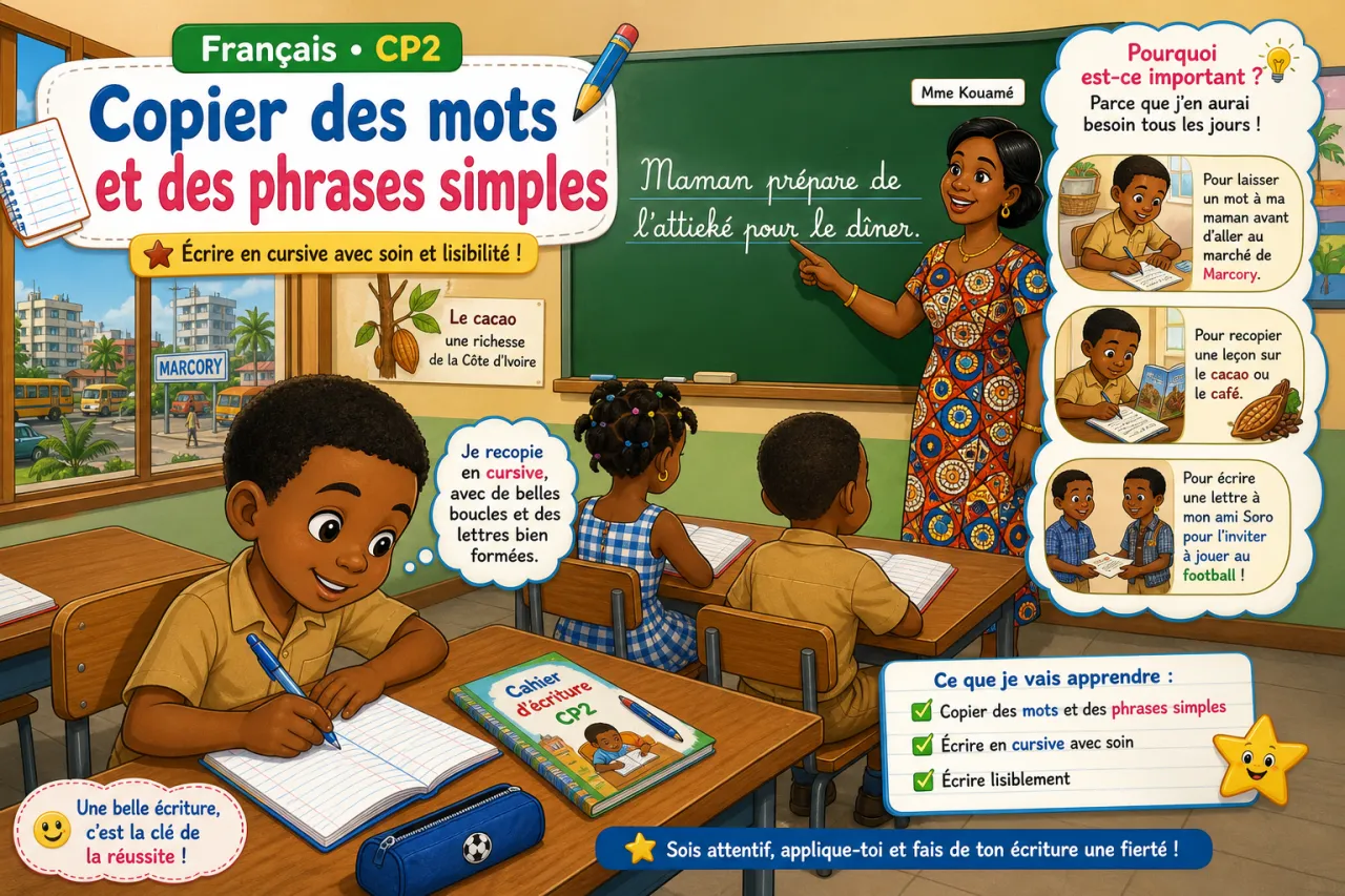 Copier des mots et des phrases simples