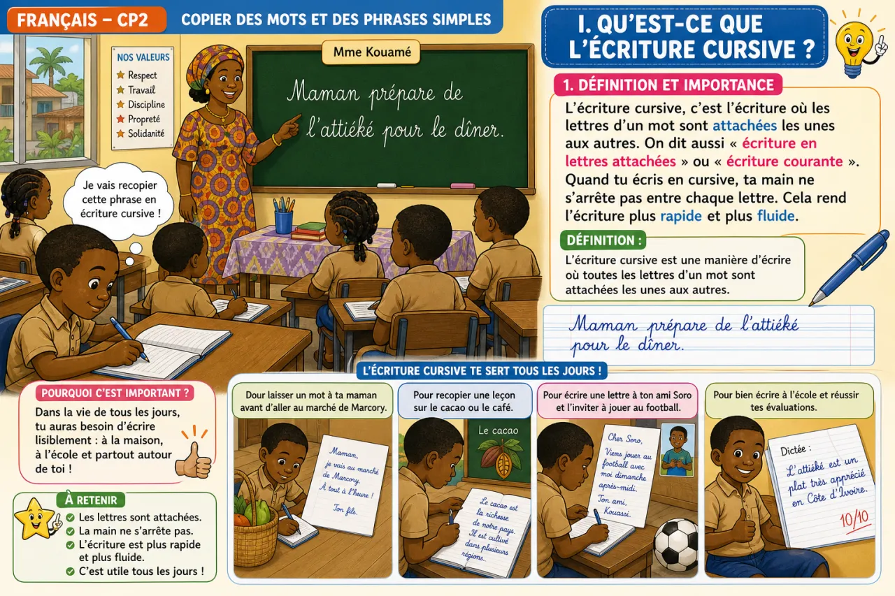 Copier des mots et des phrases simples — illustration