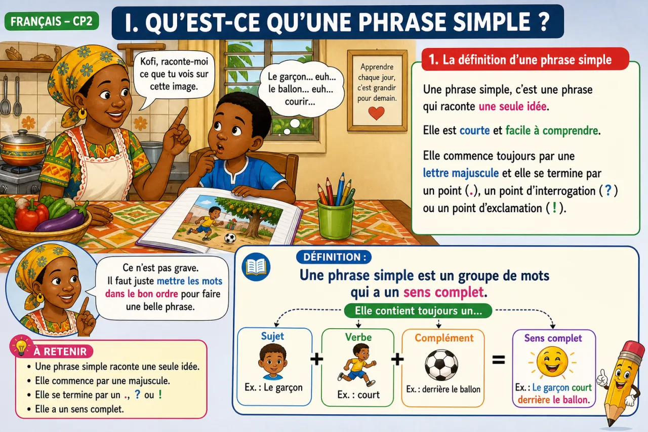 Construire une phrase simple à partir d'une image — illustration