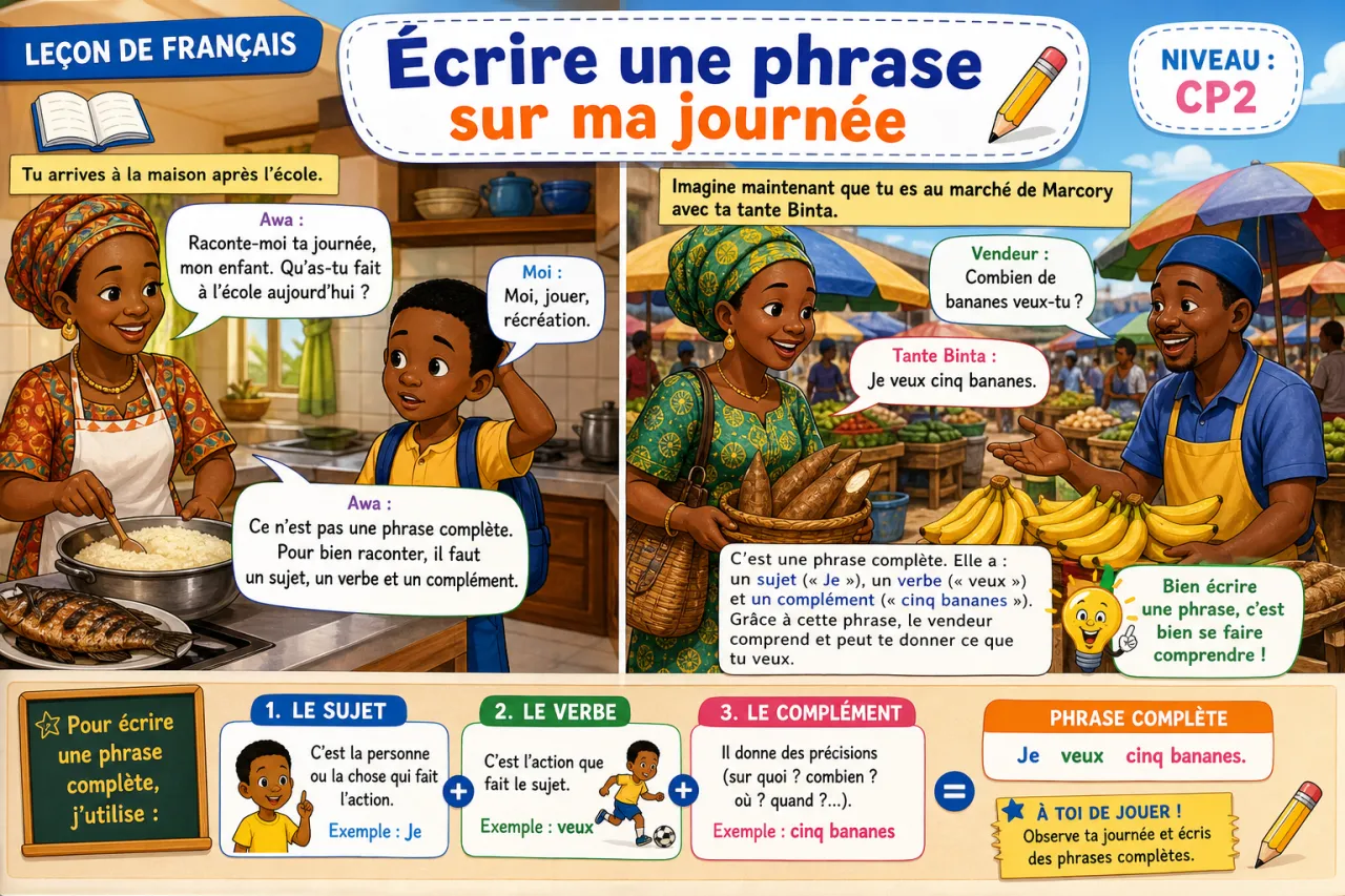 Écrire une phrase sur ma journée