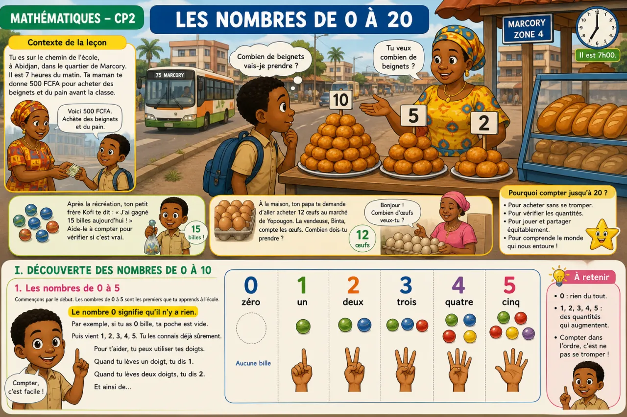 Les nombres de 0 à 20 — illustration