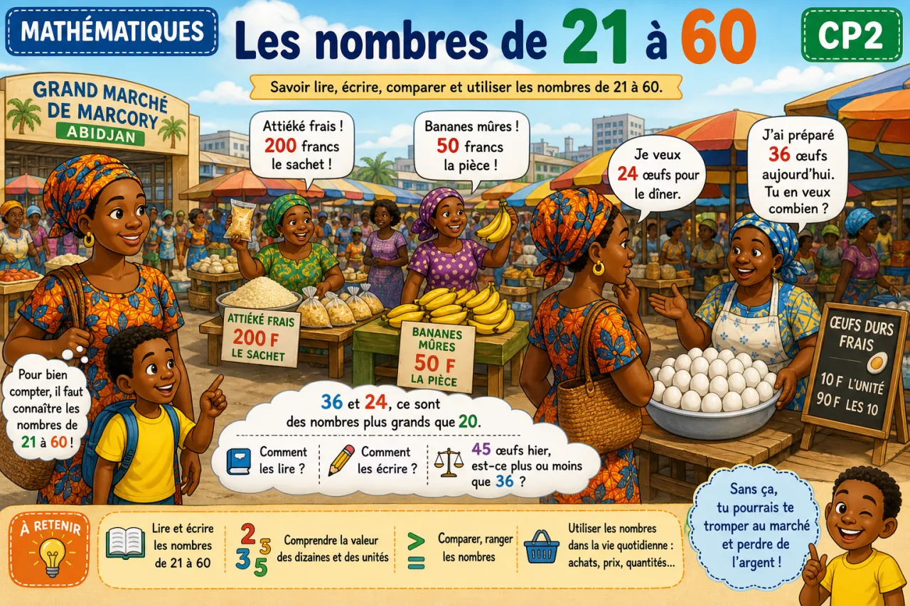 Les nombres de 21 à 60