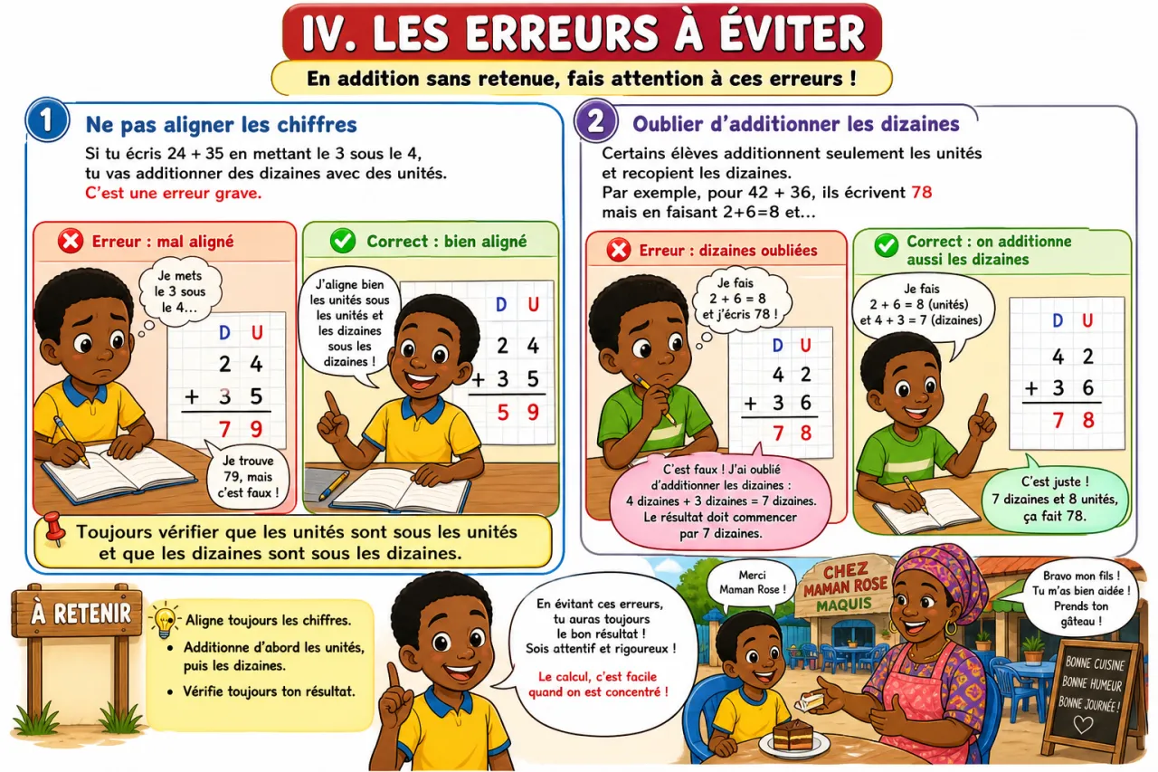 L'addition sans retenue (≤100) — illustration