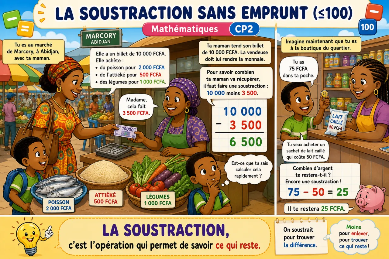 La soustraction sans emprunt (≤100)