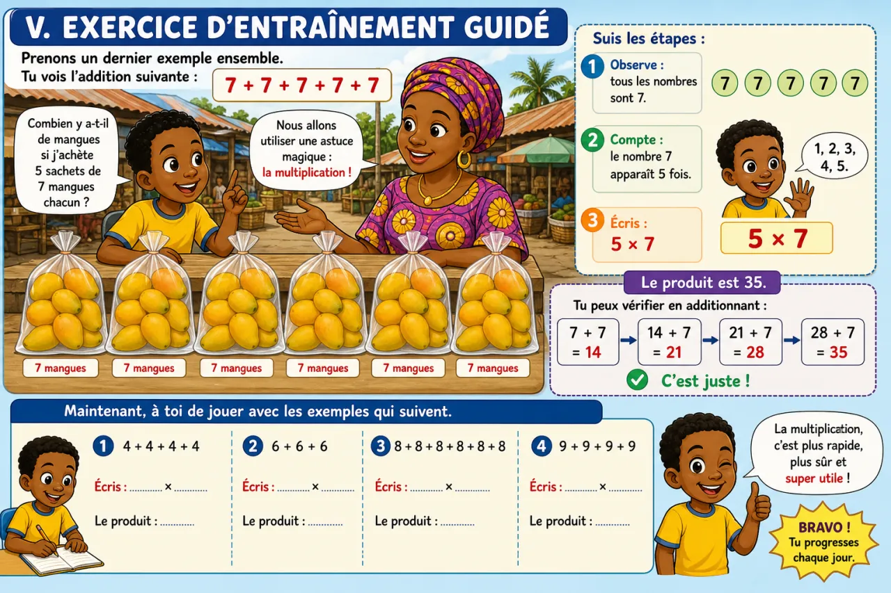 La multiplication : une addition répétée — illustration