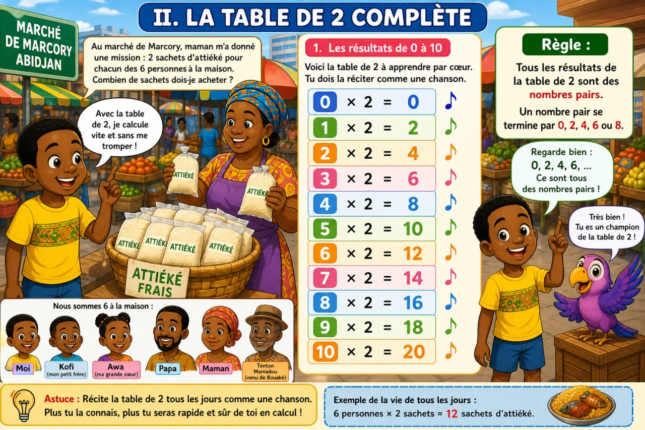 La table de 2 — illustration