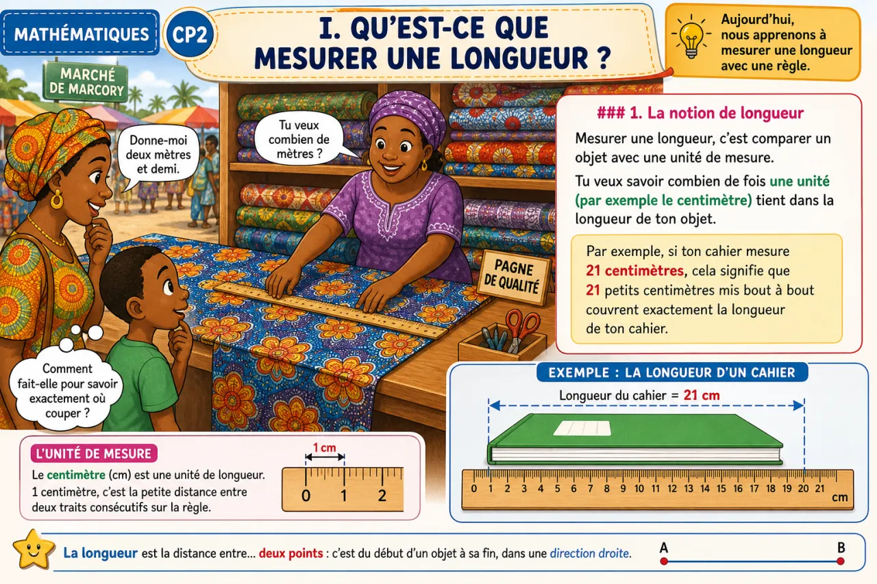 Mesurer une longueur avec une règle — illustration