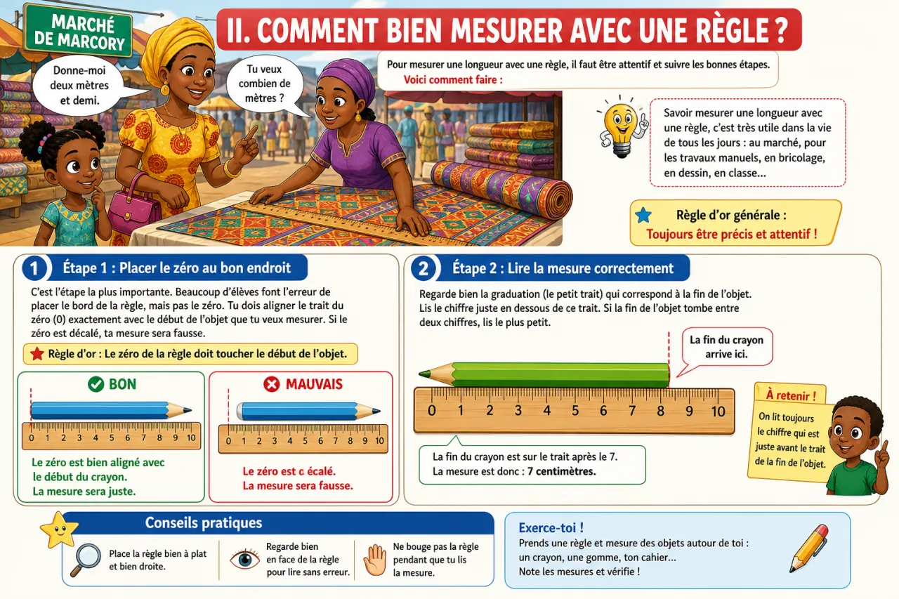 Mesurer une longueur avec une règle — illustration