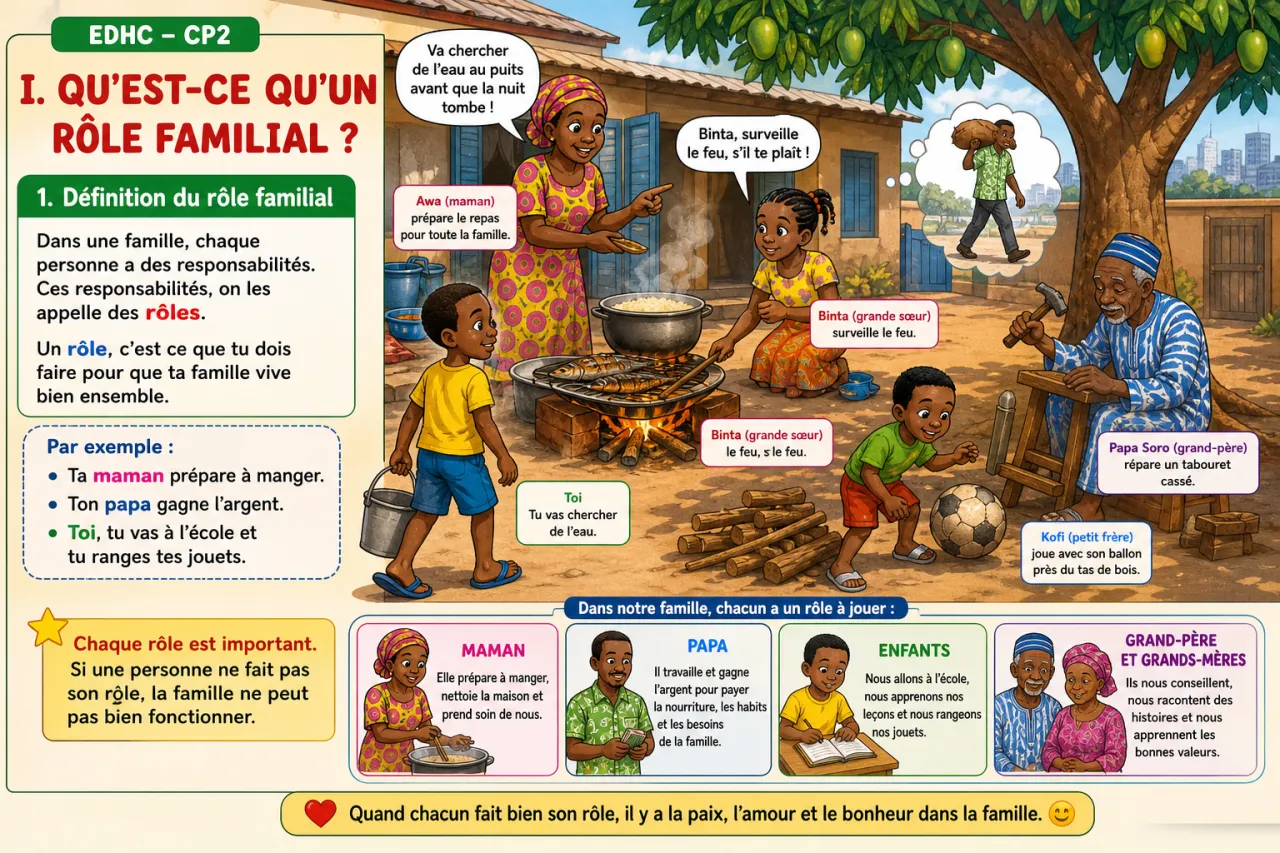 Les rôles et les liens familiaux — illustration