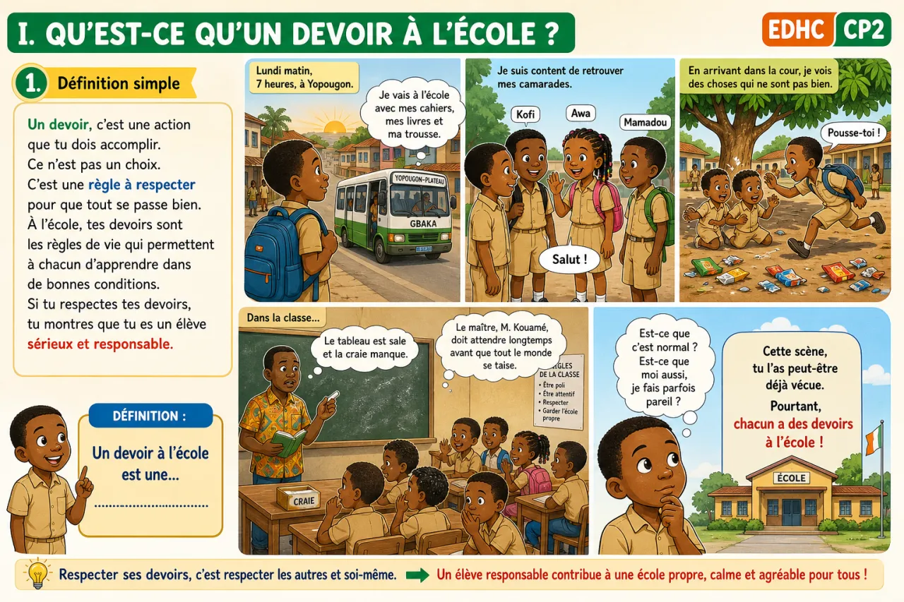 Mes devoirs à l'école — illustration