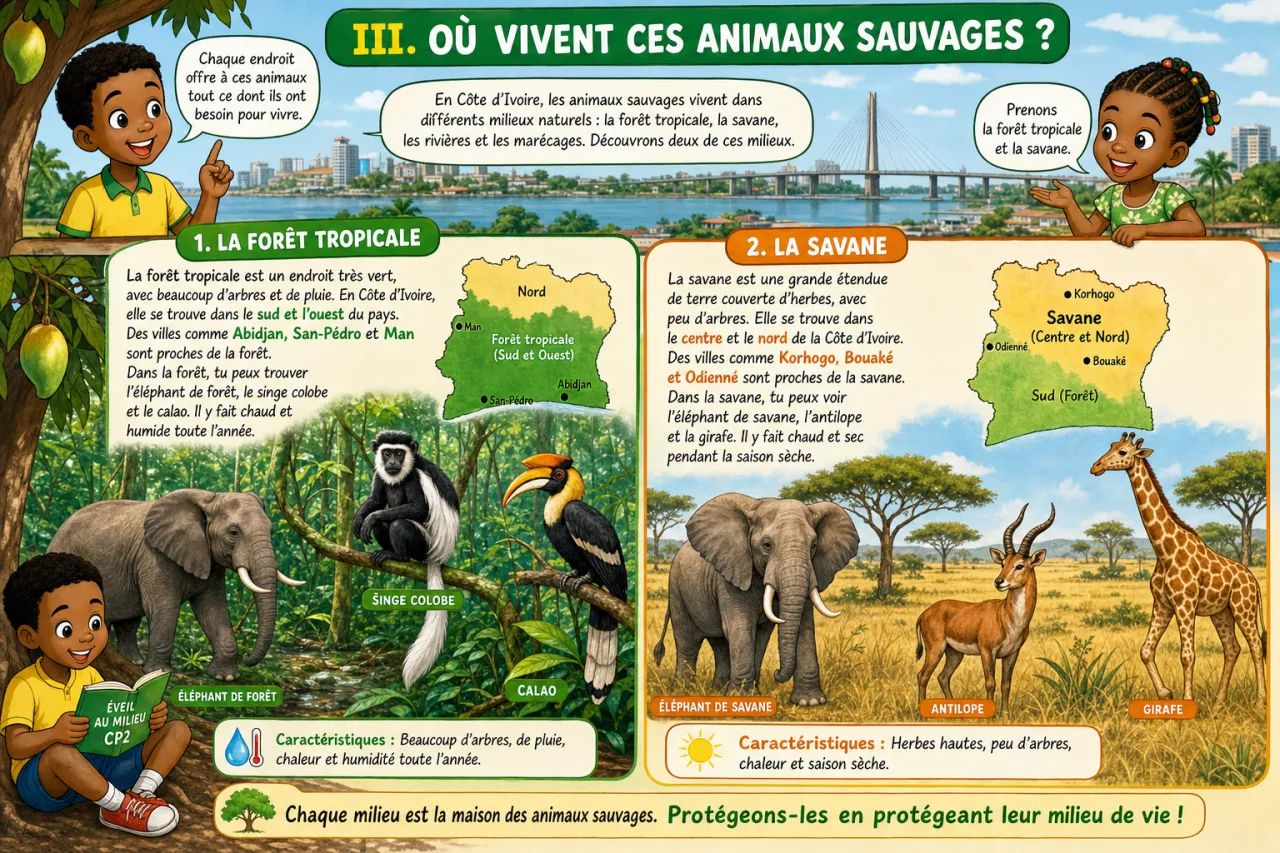 Les animaux sauvages de Côte d'Ivoire — illustration