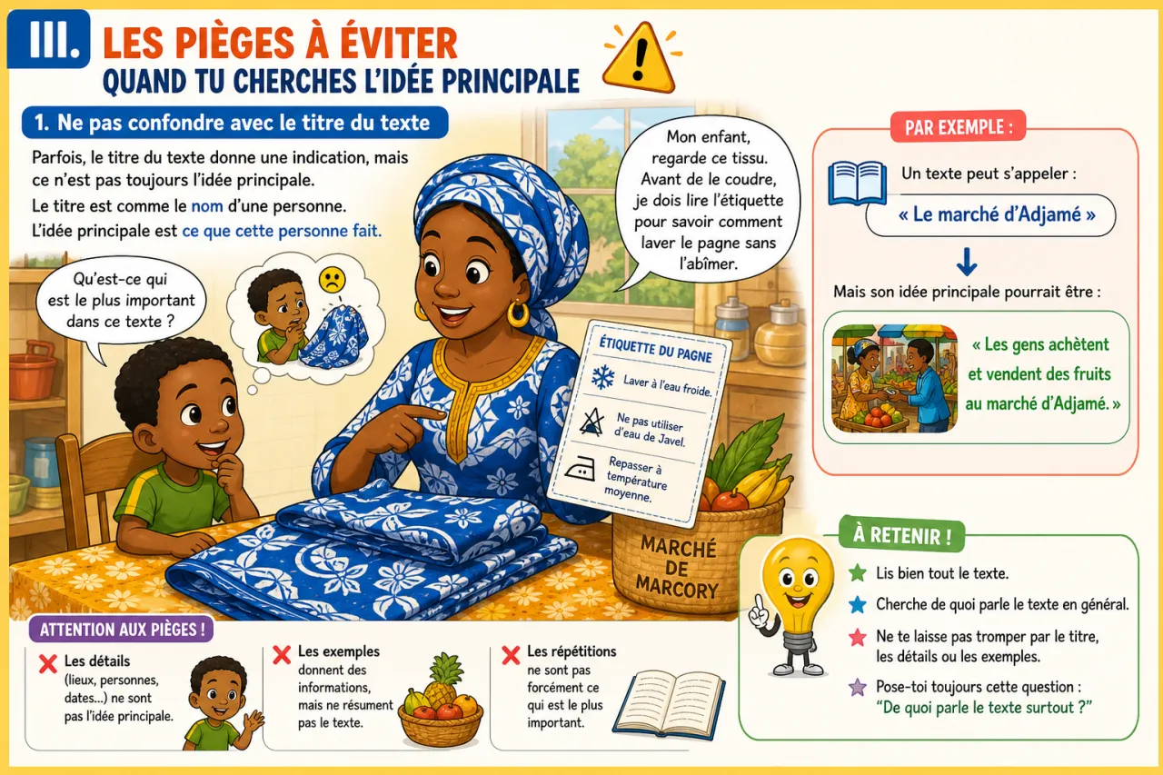 Lire un texte court et trouver l'idée principale — illustration