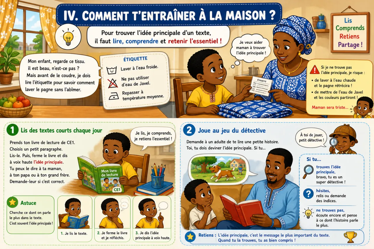 Lire un texte court et trouver l'idée principale — illustration
