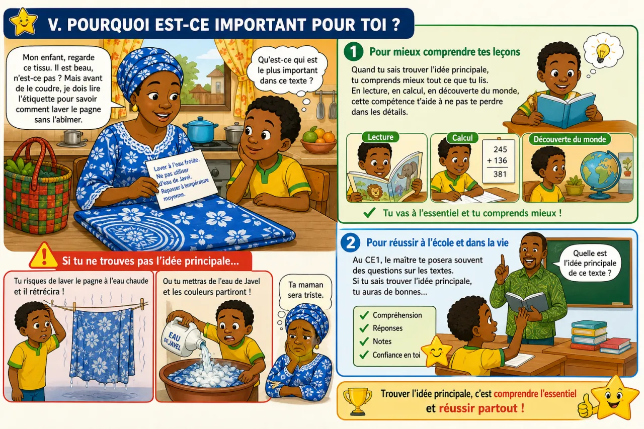 Lire un texte court et trouver l'idée principale — illustration
