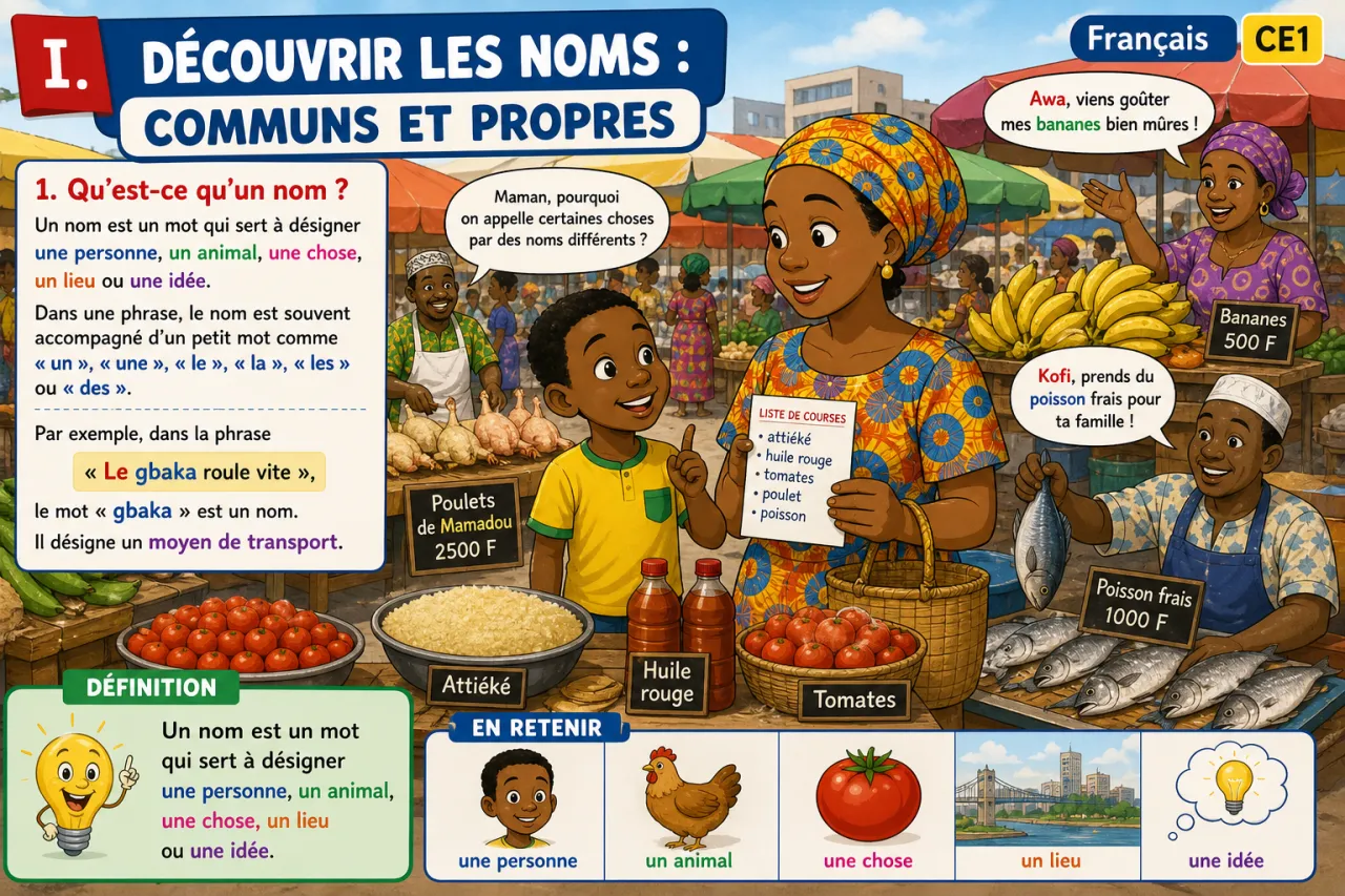 Le nom : commun et propre — illustration