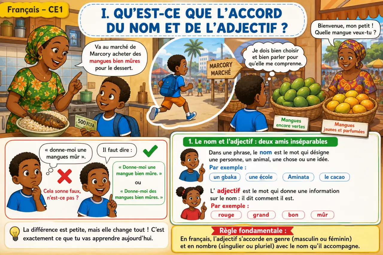 L'accord du nom et de l'adjectif — illustration