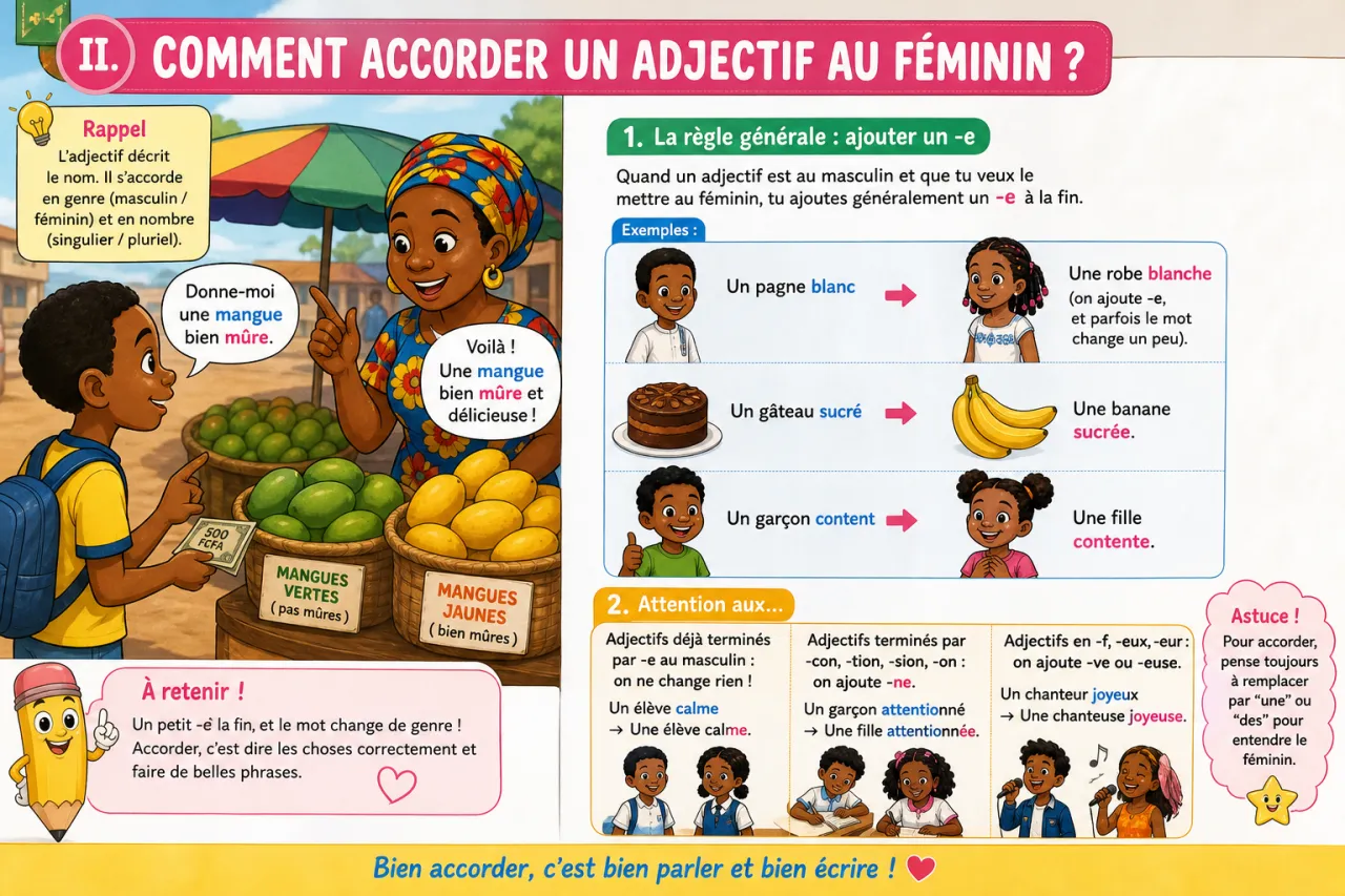 L'accord du nom et de l'adjectif — illustration