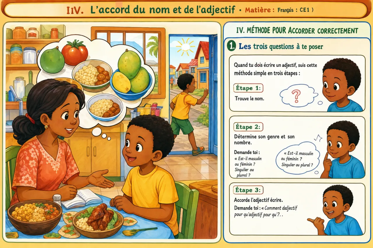 L'accord du nom et de l'adjectif — illustration