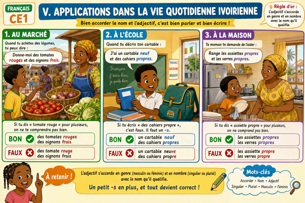 L'accord du nom et de l'adjectif — illustration