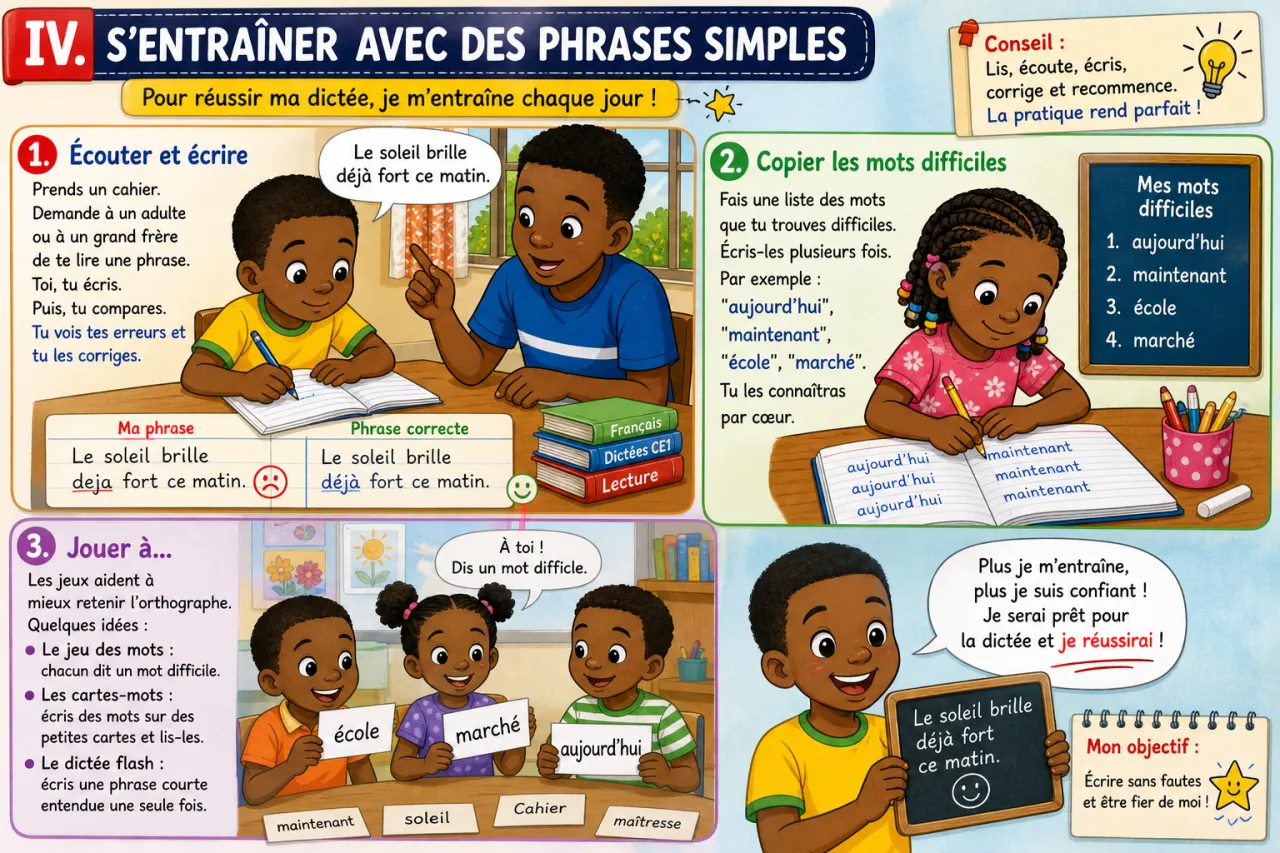 Préparer une dictée courte — illustration